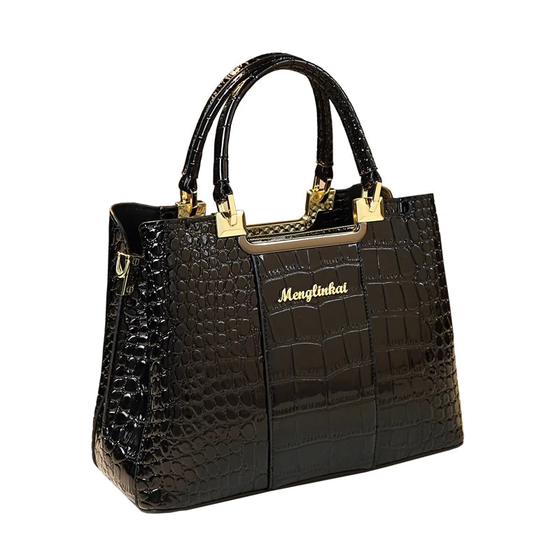 Genuine Leather Women Handbag Crocodile Pattern Tote Bag