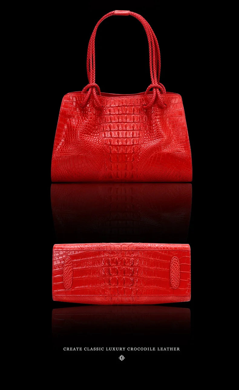 Luxury Genuine Leather Women's Bag Crocodile Pattern Handbag