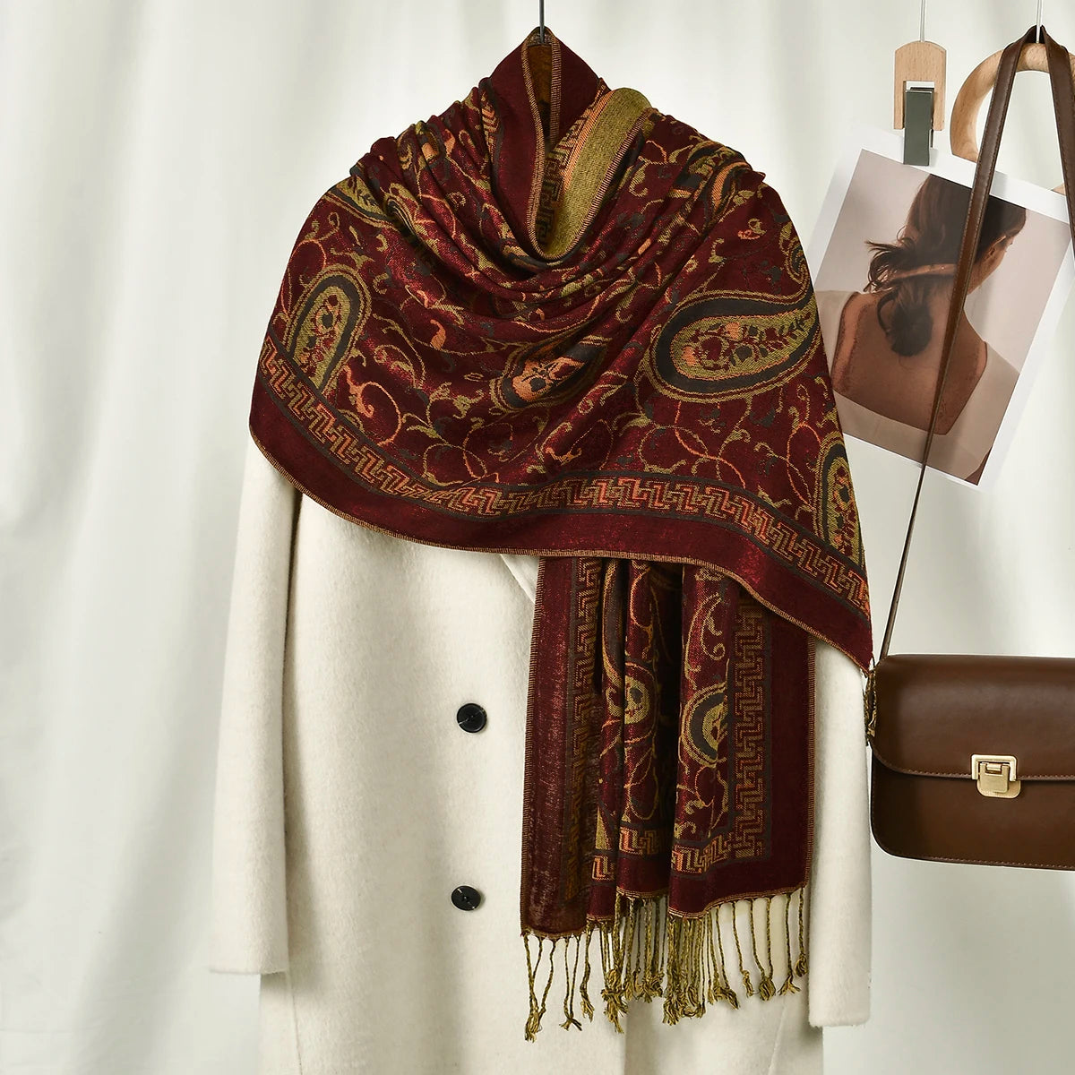 Paisley Embroidery Retro Cashew Cotton Scarf Wraps