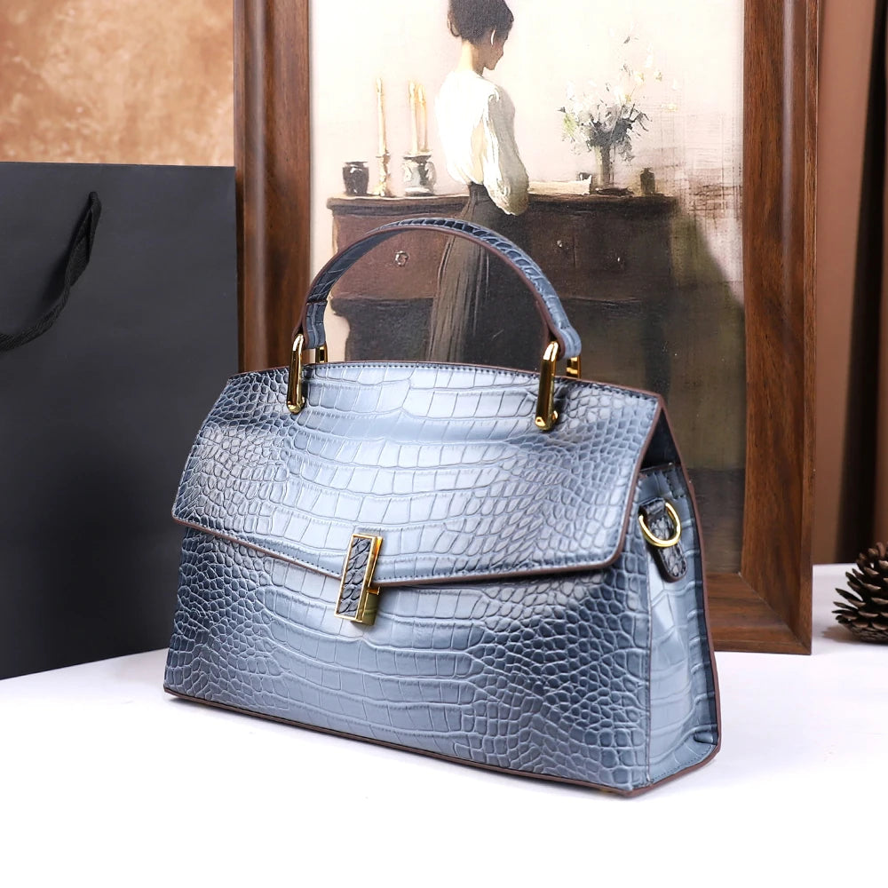 Crocodile Pattern Large Capacity Handbag Vintage Shoulder Bag