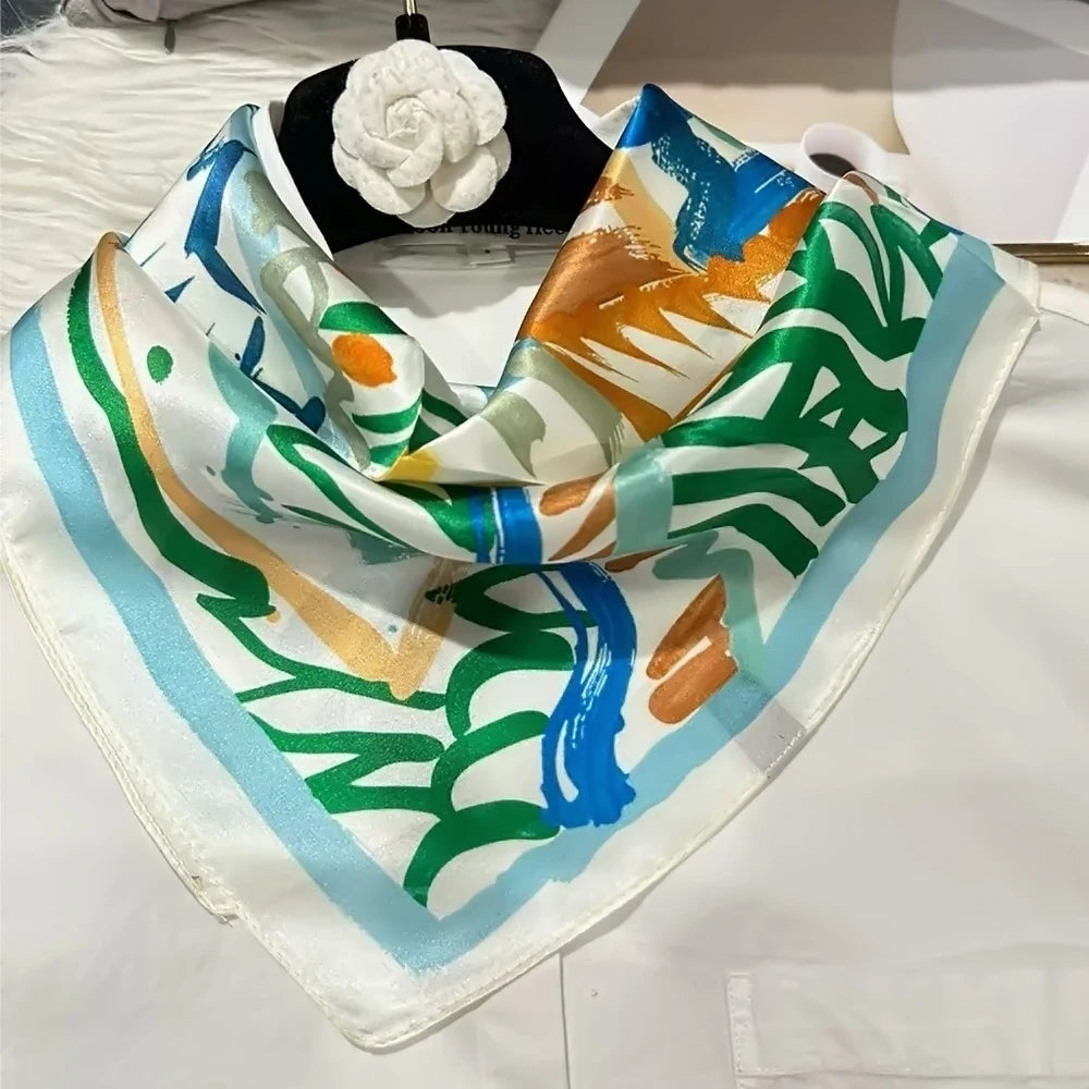 100% Silk Small Square Scarf Neckerchief for Women