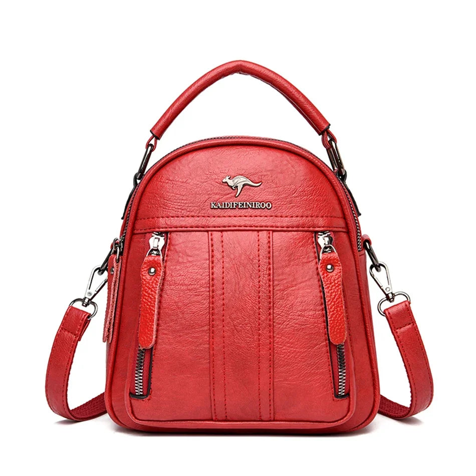 Leather Backpacks Multifunction Female Shoulder Bag Fashion Small Backpack