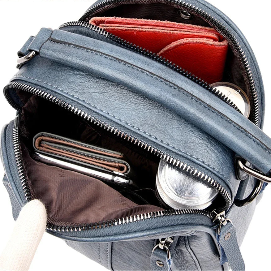 Leather Backpacks Multifunction Female Shoulder Bag Fashion Small Backpack