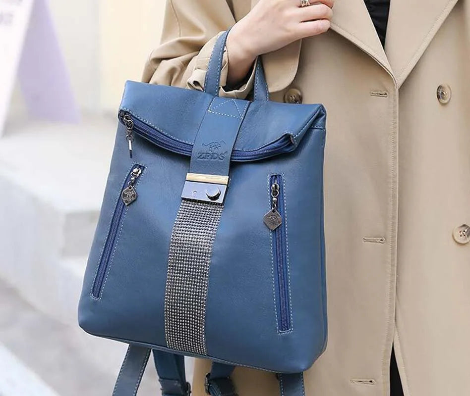 Fashionable Women Leather Backpacks Large Capacity Shoulder Bags Travel Backpack