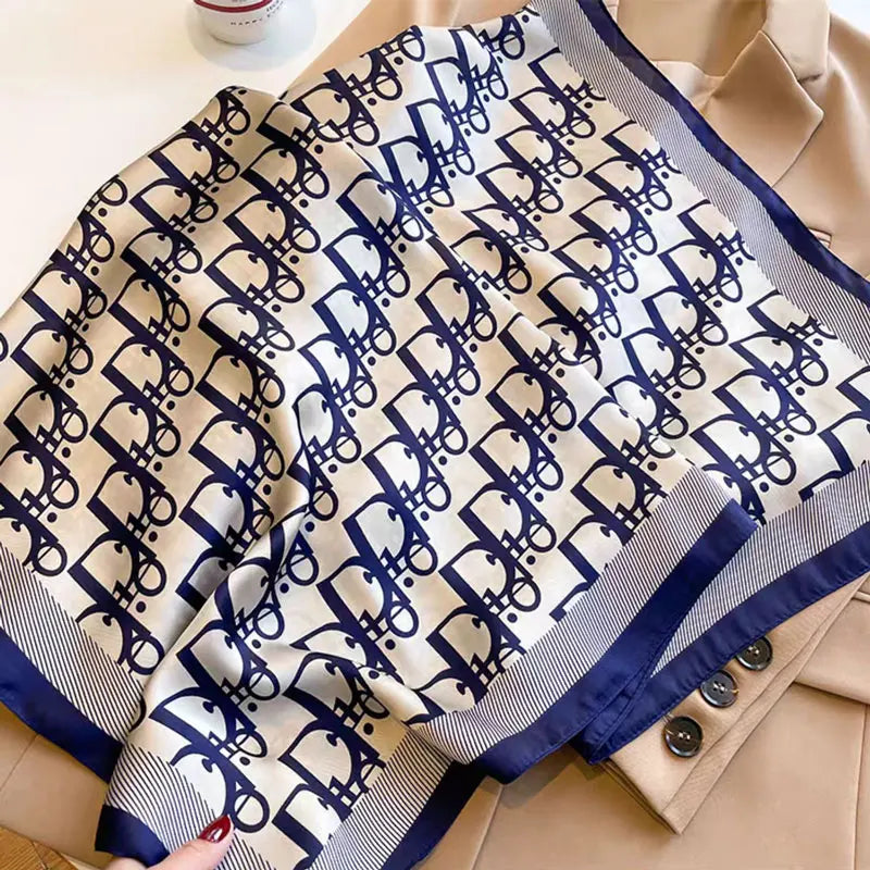 Silk Imitation Scarf Vintage Fashionable Versatile Print Hair Band Shawl Wraps