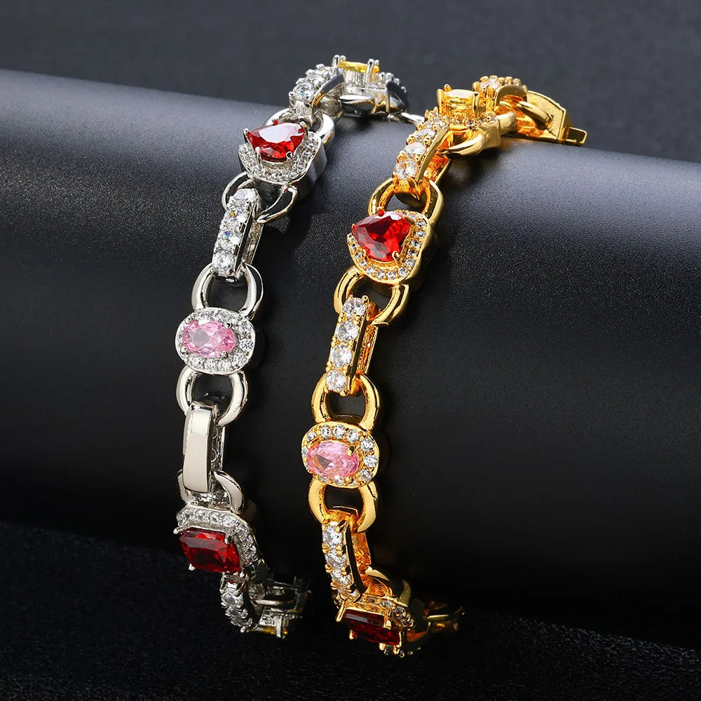 Colorful Zircon Bracelet Jewelry Fashion 18K Plated Gold