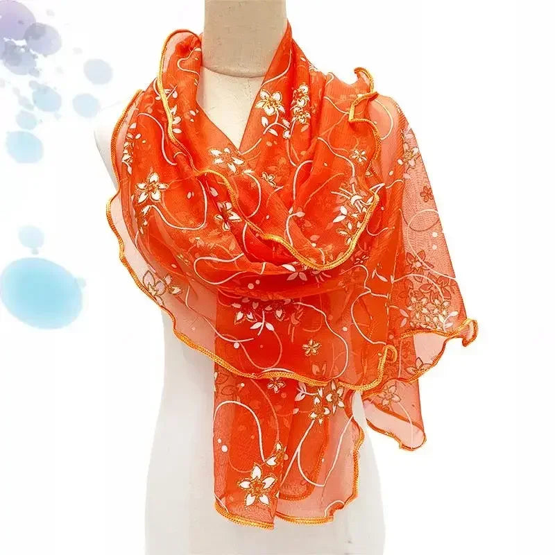45*175cm  Elegant 2024 Silk Scarf Lightweight Lace Hijab