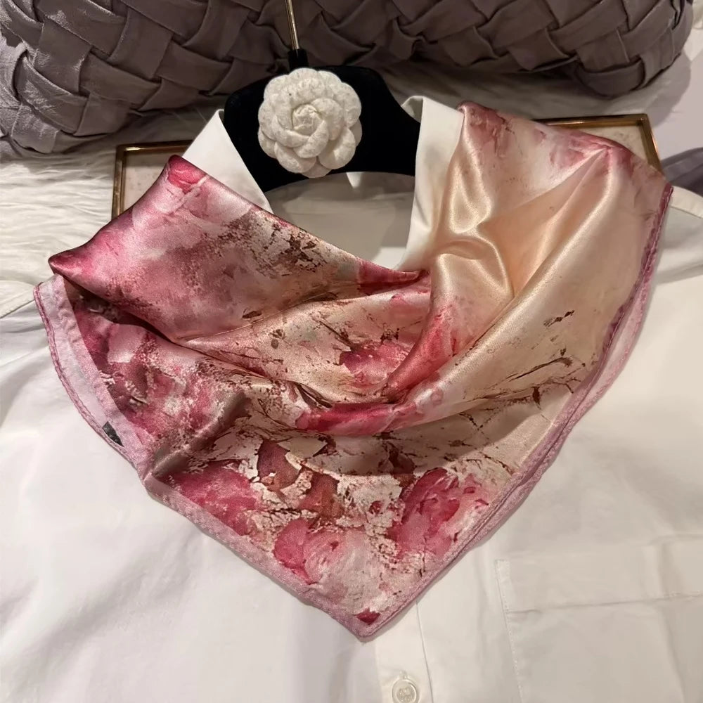 100% Silk Small Square Scarf Neckerchief for Women
