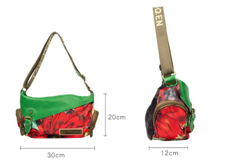 Luxury Fashion Bag Canvas With Leather Flowers Shoulder Bag