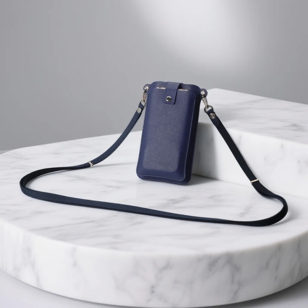 Premium Leather Crossbody Phone Bag Adjustable Strap
