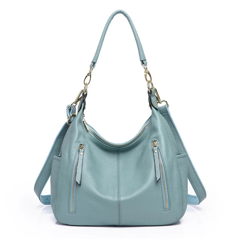 Large Capacity Shoulder Bags Soft Genuine Leather Handbag