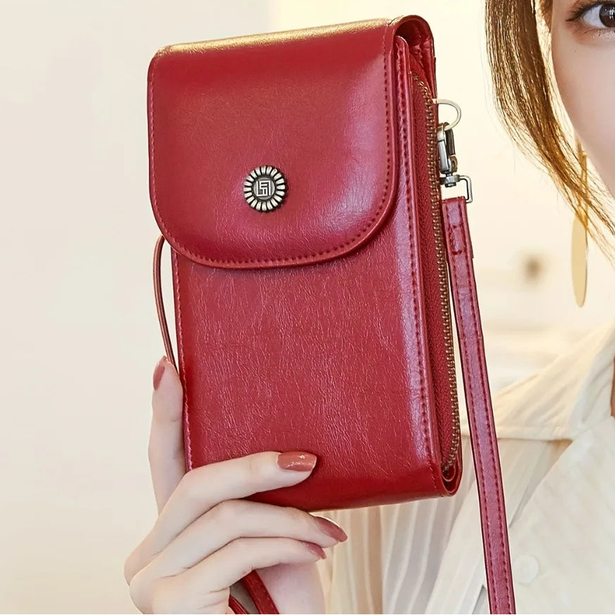 Crossbody Phone Wallet Soft Leather Wallets Vintage Cell Phone Purse Versatile
