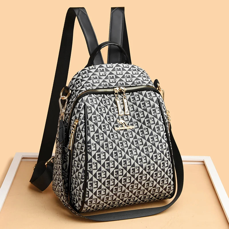 Fashion Retro Backpack Famous Designer Letter Printed Female Shoulder Bag