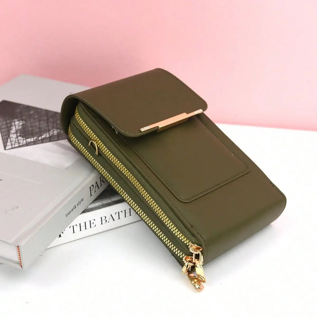 1pcs Solid Color Fashion Multi-pocket Waterproof Phone Wallet