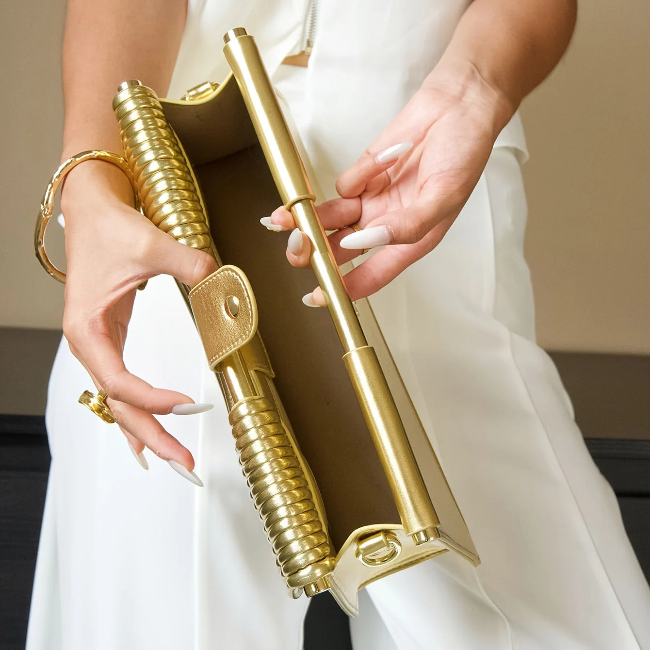 Luxury Design Handwoven Leather Evening Clutch Bag
