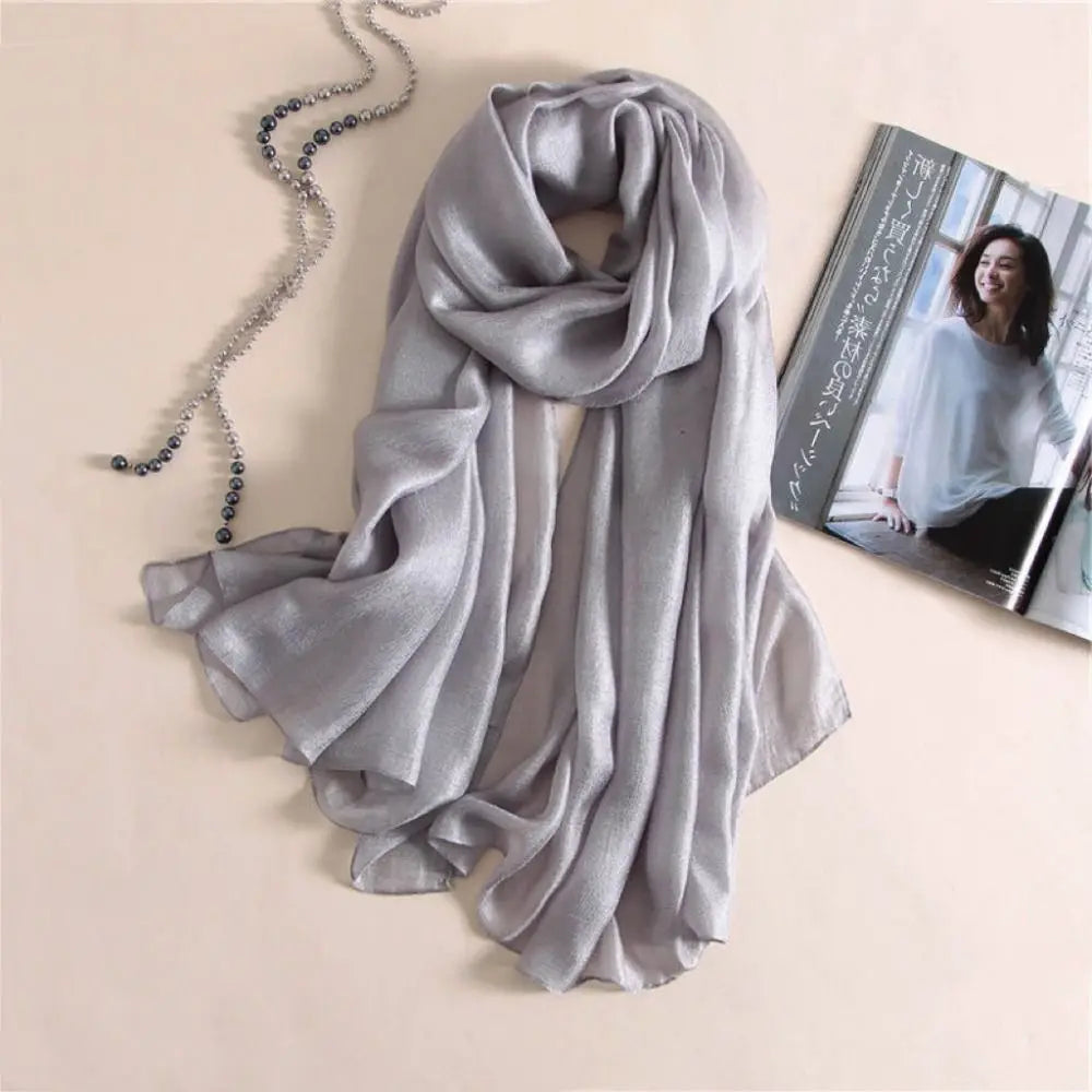 Pure Color Plain Scarf 180x85cm Linen Sunscreen Shawl