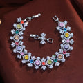 Luxury Shiny Round White Zirconia Geometric Shape Bracelet Jewelry for Women