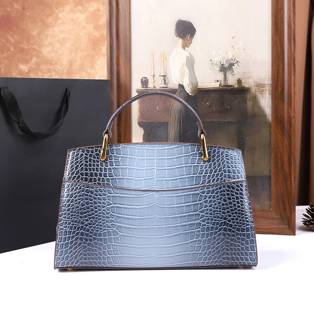 Crocodile Pattern Large Capacity Handbag Vintage Shoulder Bag