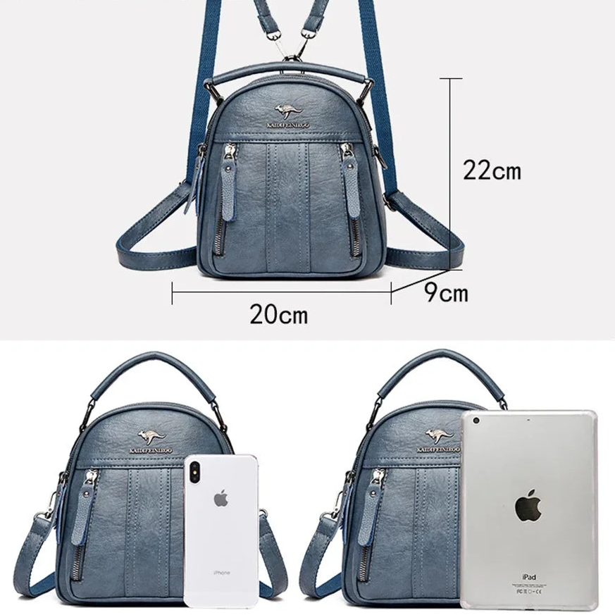 Leather Backpacks Multifunction Female Shoulder Bag Fashion Small Backpack
