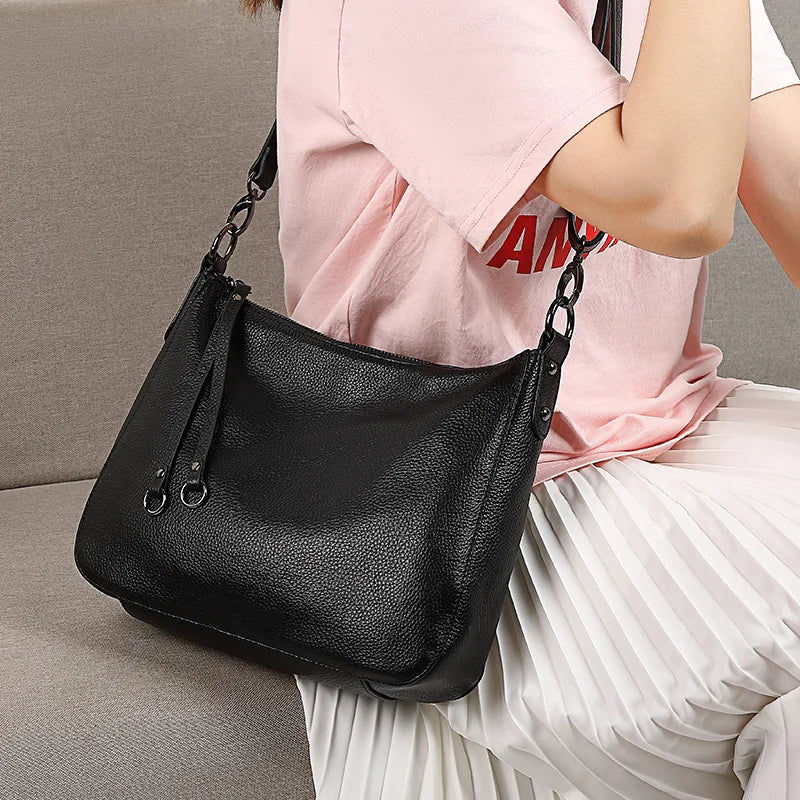 100% Genuine Leather Women's Shoulder Bag High Quality Cowhide Handbag