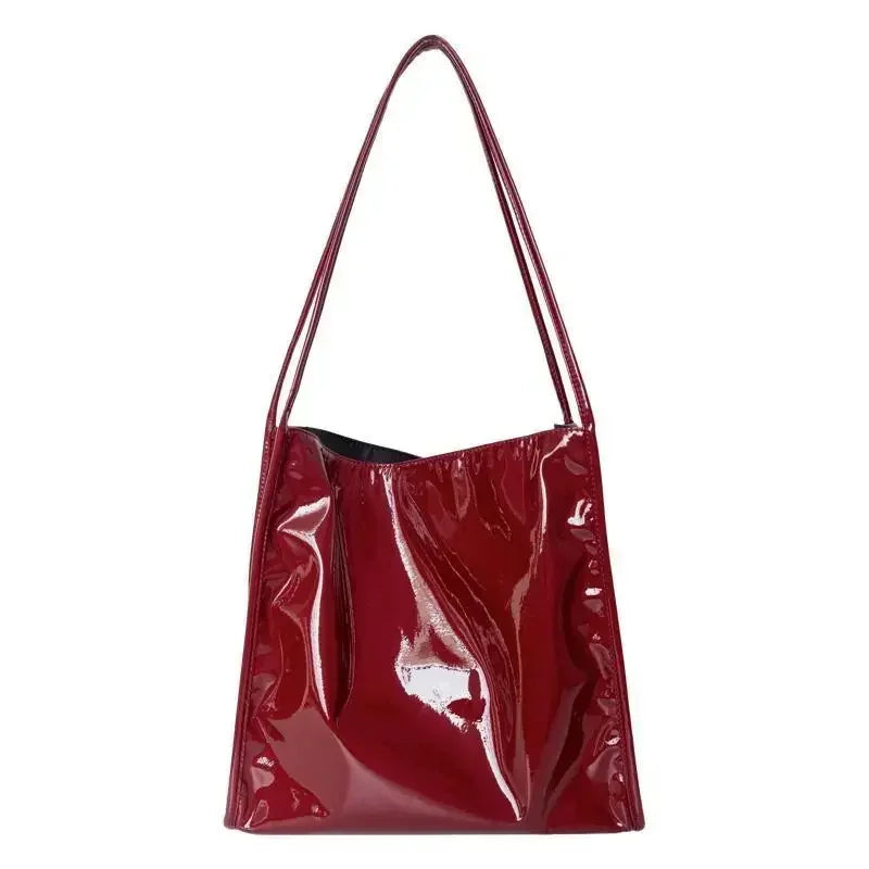 Fashion Patent Leather Women Shoulder Bags Vintage Female Casual Tote Handbags