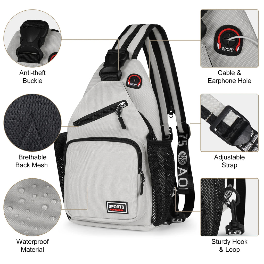 Women Chest Bags Adjustable Backpack Single Shoulder Bag With Earphone Hole