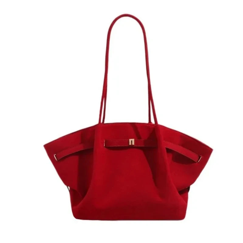 Large Capacity Handbag Chamois Leather Frosted Dumpling Bag High-End Feel Shoulder Bag