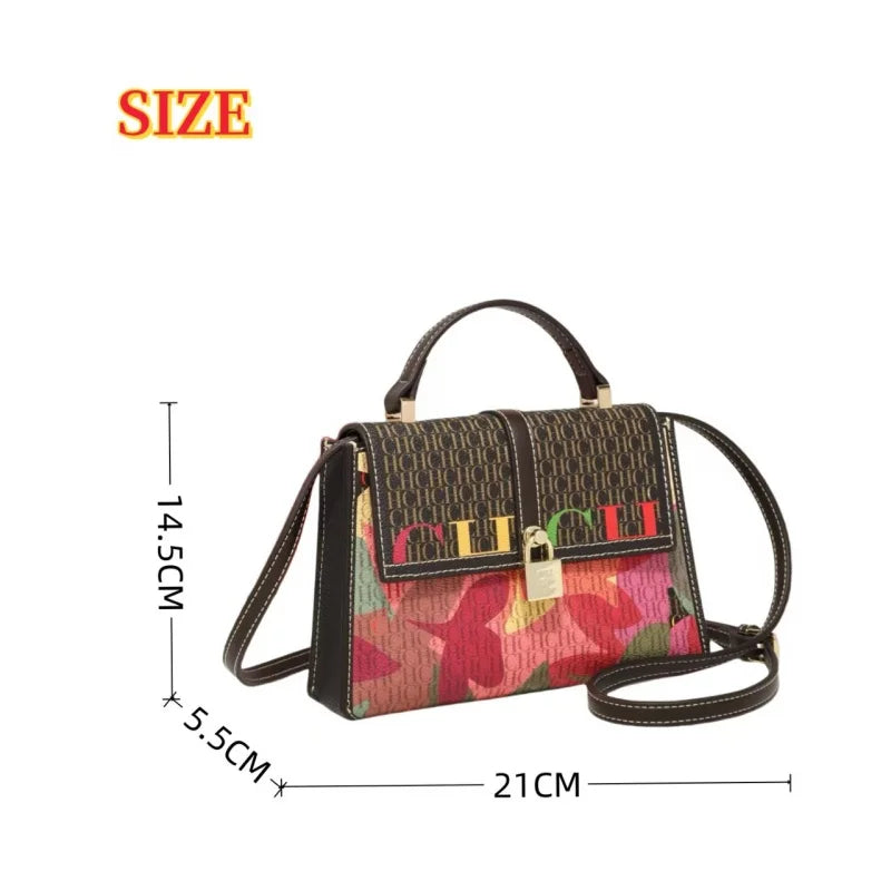 Unisex Tote Bag Versatile Women's Crossbody Shoulder Bag Square Retro Design