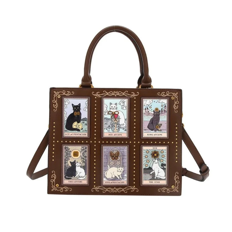 Luxury Cats Embroidered Large Capacity Shoulder Tote Bag