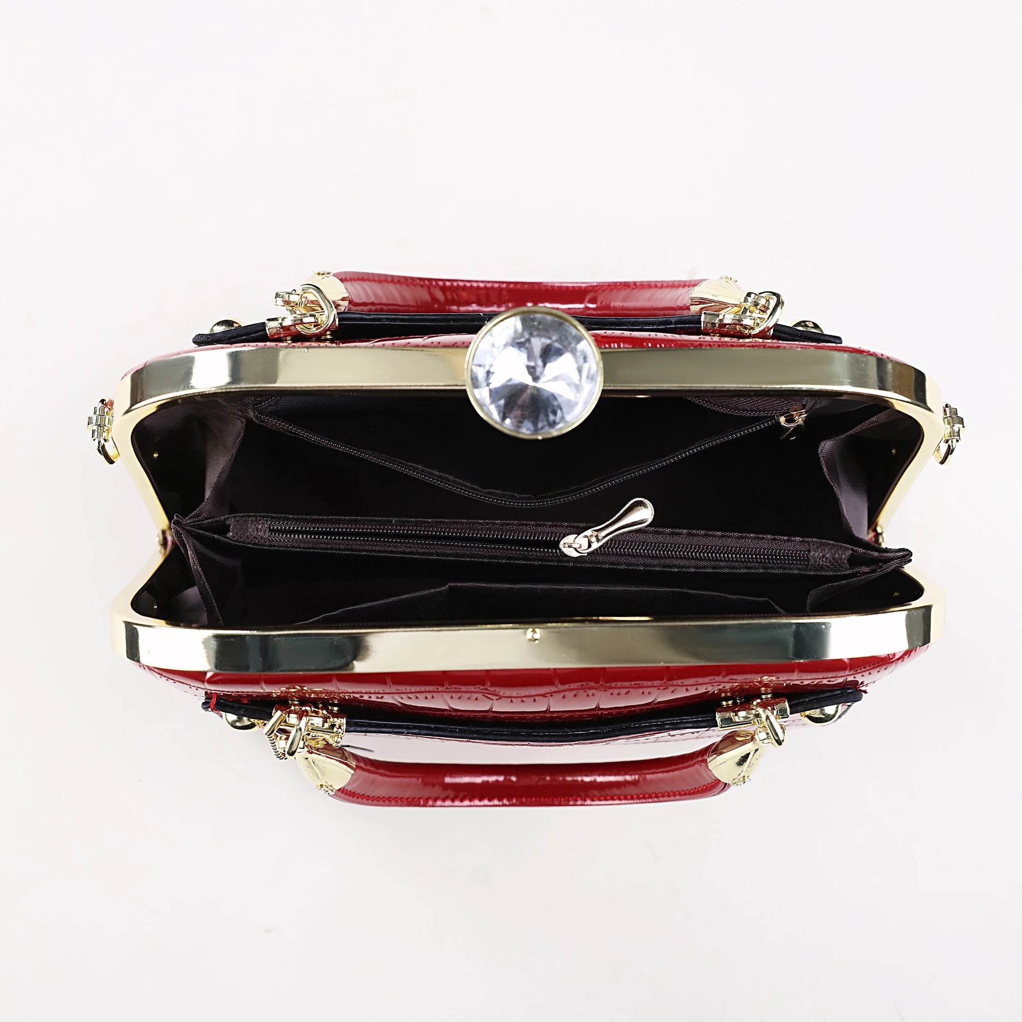 Luxury Crocodile Embossed Shell PU Leather Satchel Bag