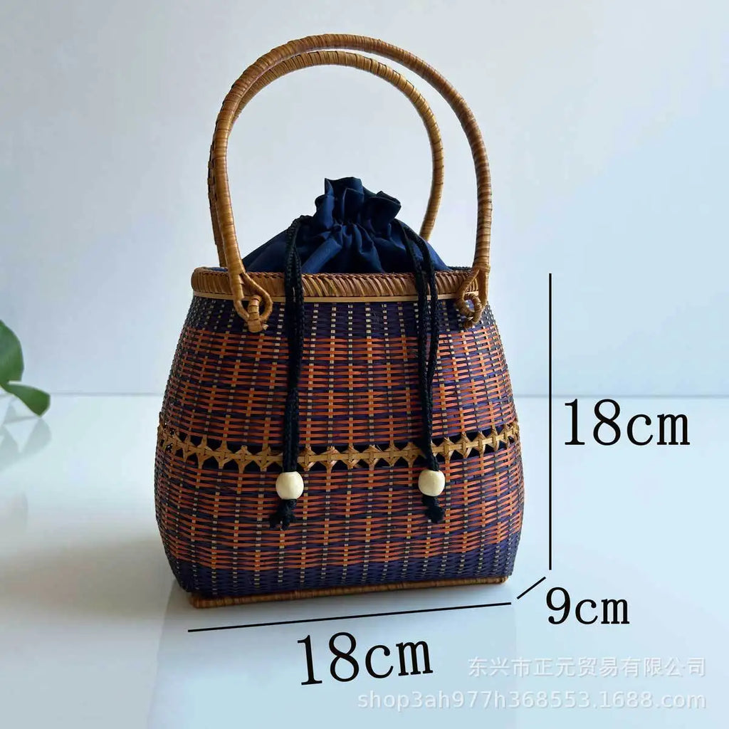 Handmade basket exotic style woven bamboo handbag