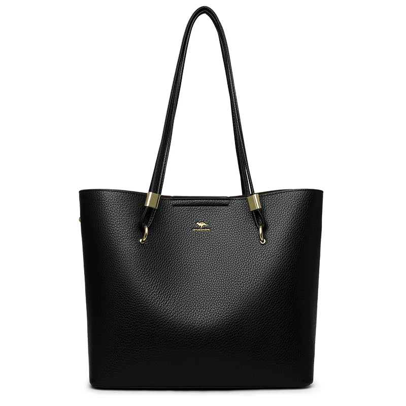 High Quality Brand Solid Color Bag Soft PU Leather Shoulder Bags Large Capacity