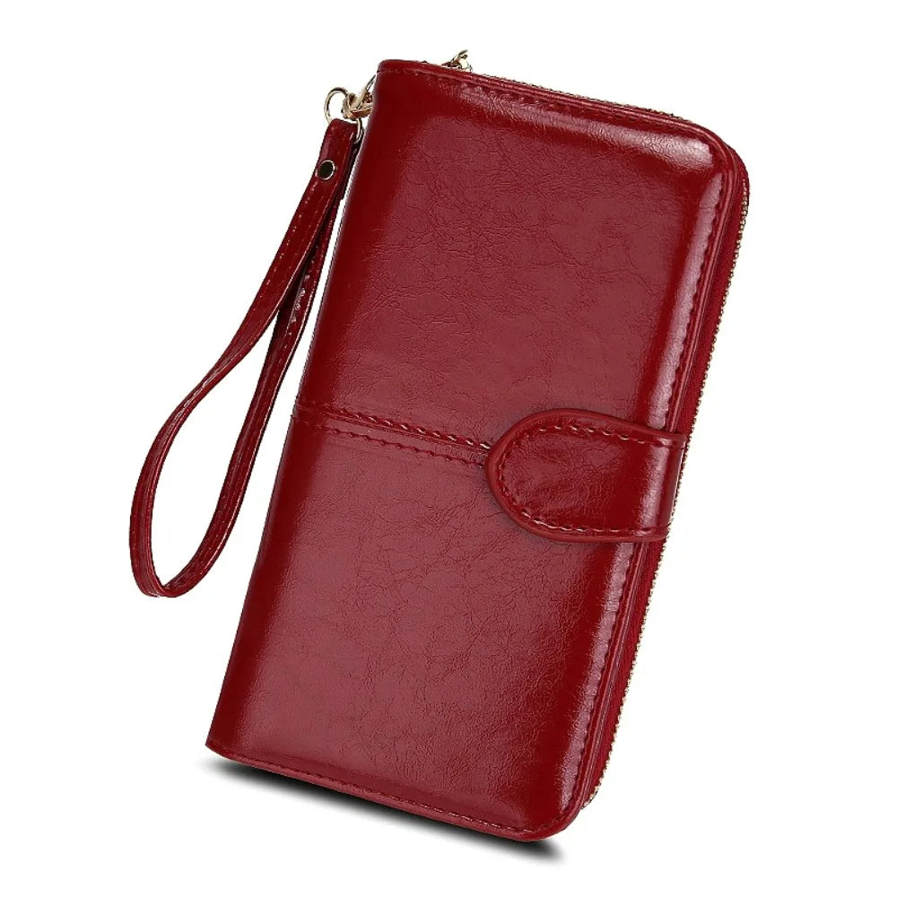 High Quality Anti-theft Leather Wallets Long Zipper Clutch