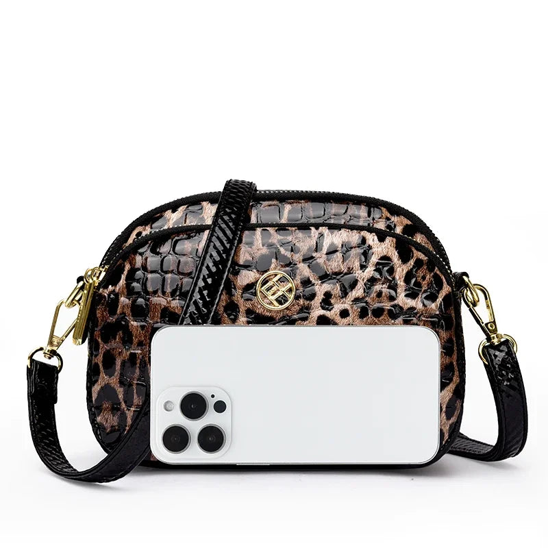 Women's Small Messenger Bag PU Leather Shiny Shoulder Bag Fashion Saddle Bags