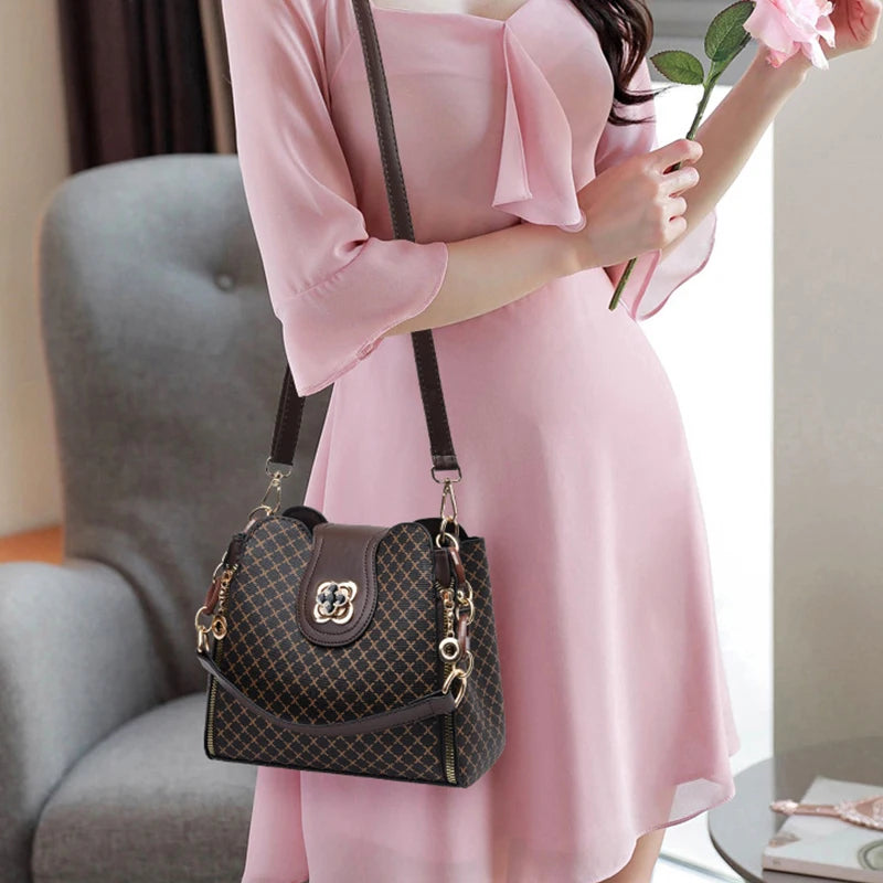 Women Handbag Bag Luxury Design Bucket Shoulder Crossbody Bag Print Large Capacity