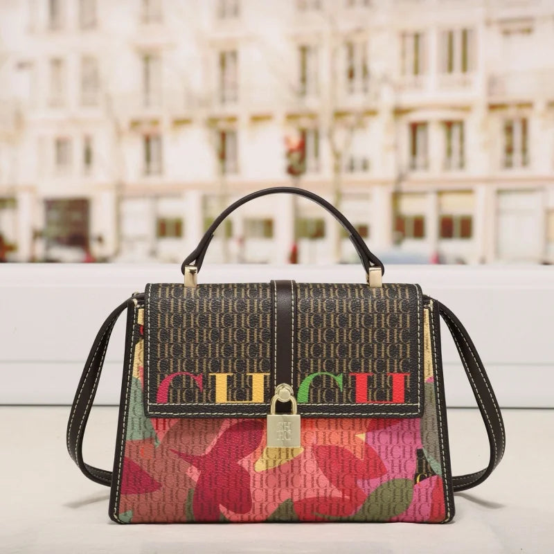 Unisex Tote Bag Versatile Women's Crossbody Shoulder Bag Square Retro Design