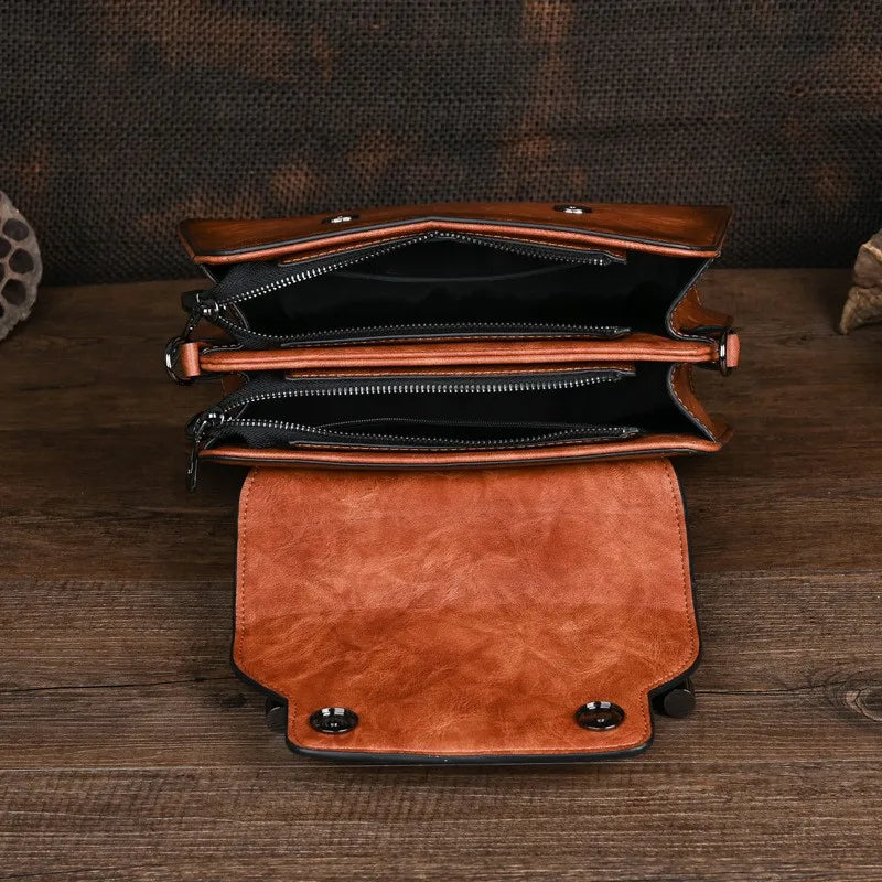 Vintage Handmade Embossed Women's Leather Luxury Handbag