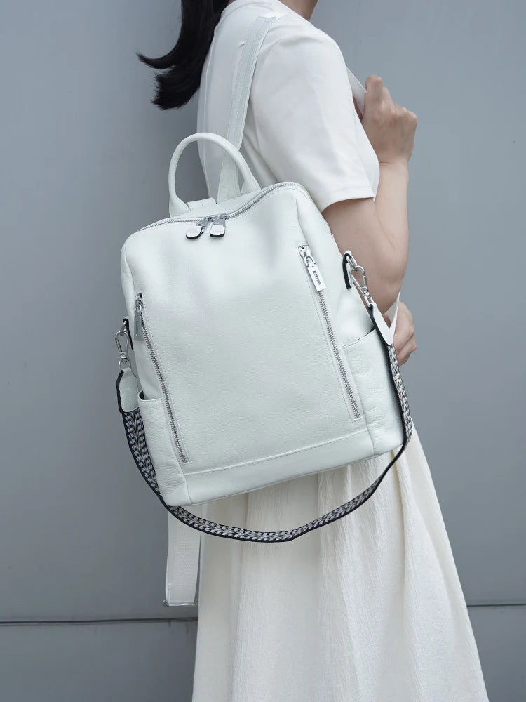 Fashionable Genuine Leather Backpack Multi-pocket Bag