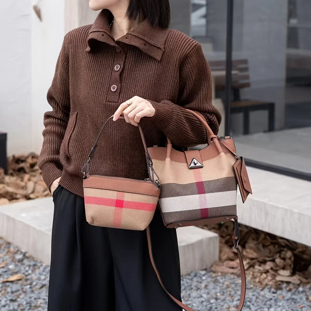 Tote Bag Genuine Leather Canvas Shoulder Bags Fashion Hobo Bags Large Purse