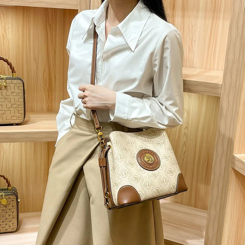 Luxury women's bag retro single shoulder crossbody bucket bag