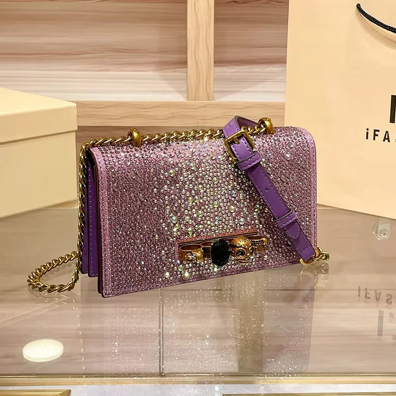 Rhinestone Clutch Small Square Exquisite Crossbody Bag