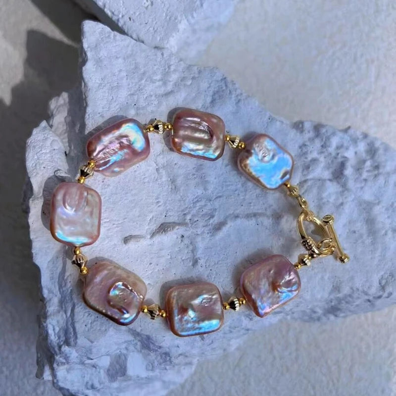 100% Natural Freshwater 15-20mm Baroque Sugar Pearl Bracelet