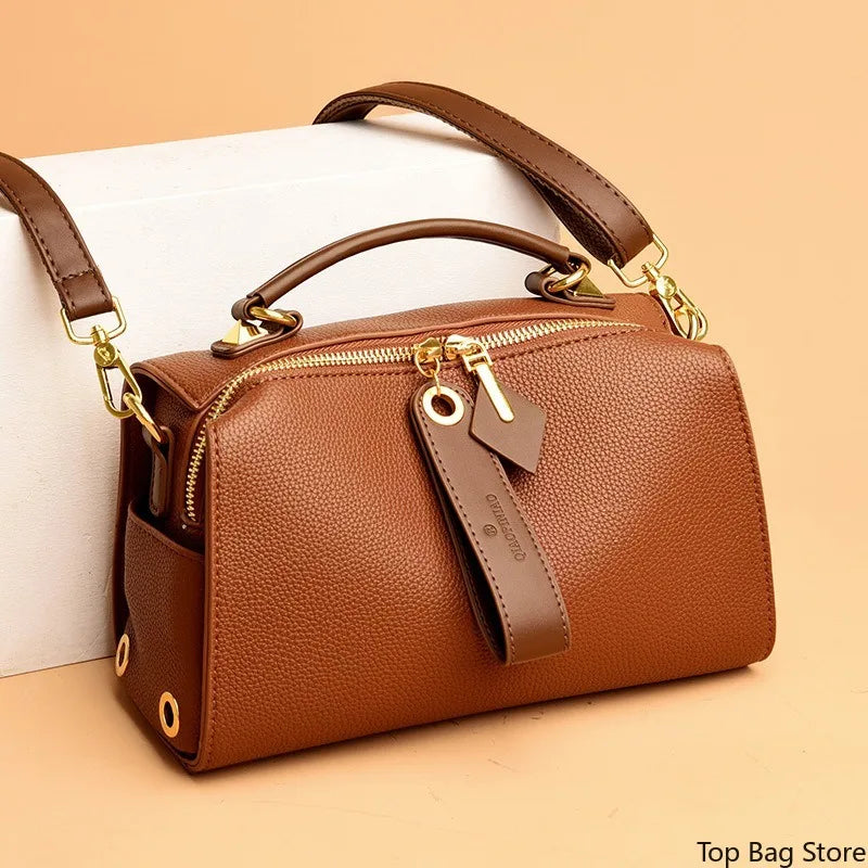 Sophisticated Shoulder Bag Soft Genuine Leather