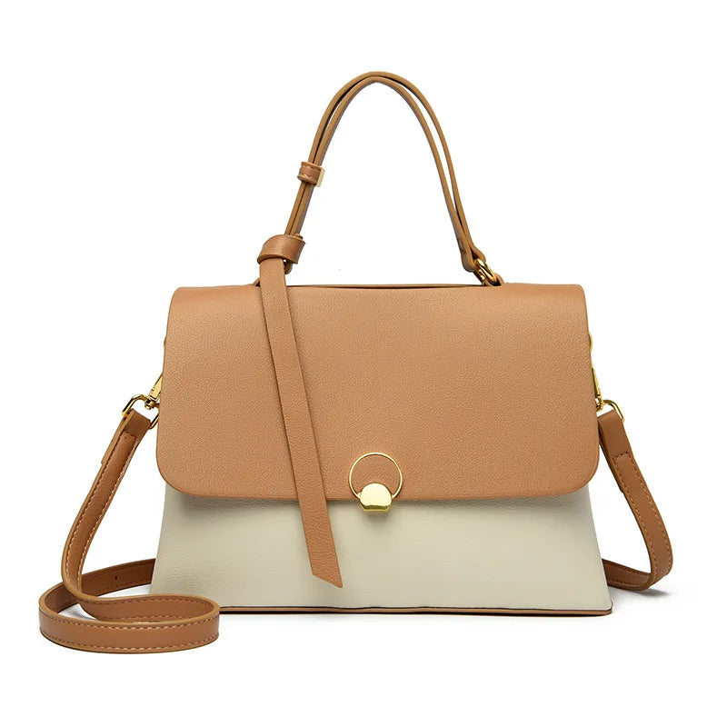 Fashionable High-End Versatile Casual Bag Trendy Textured Color-Blocked Handbag