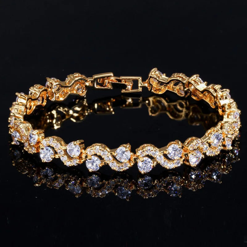 5 Colors Fashion Ladies Silver Plated Cubic Zirconia Royal Blue Tennis Bracelets