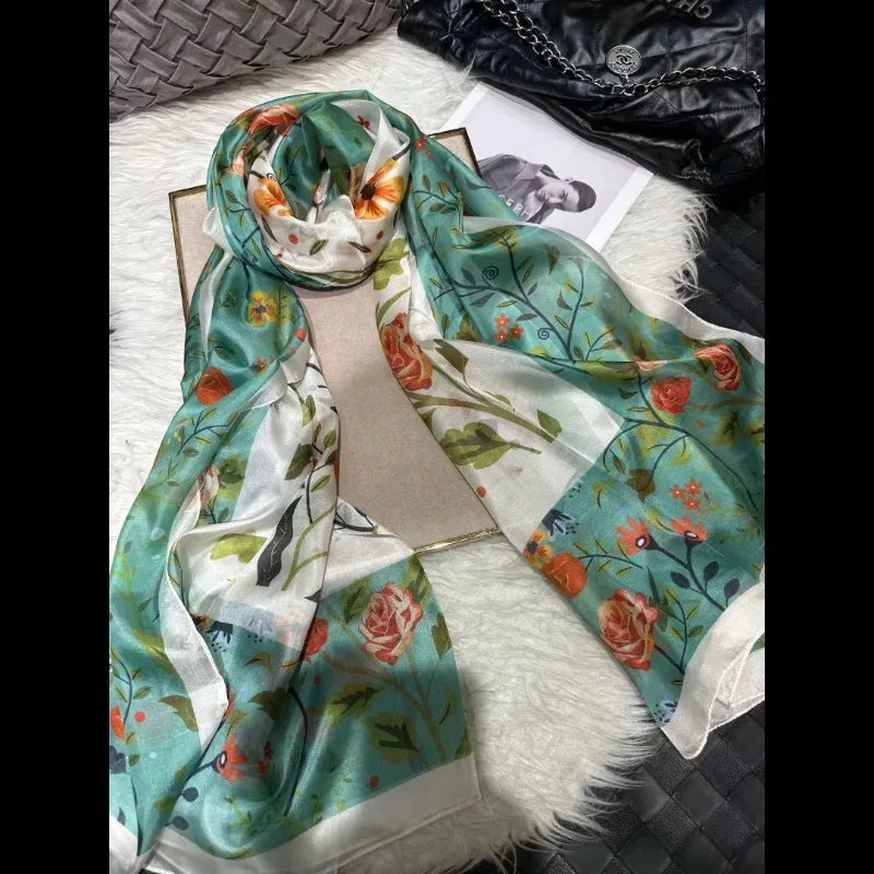 Lightweight 100% Mulberry Silk Scarf for Women Oblong Scarf