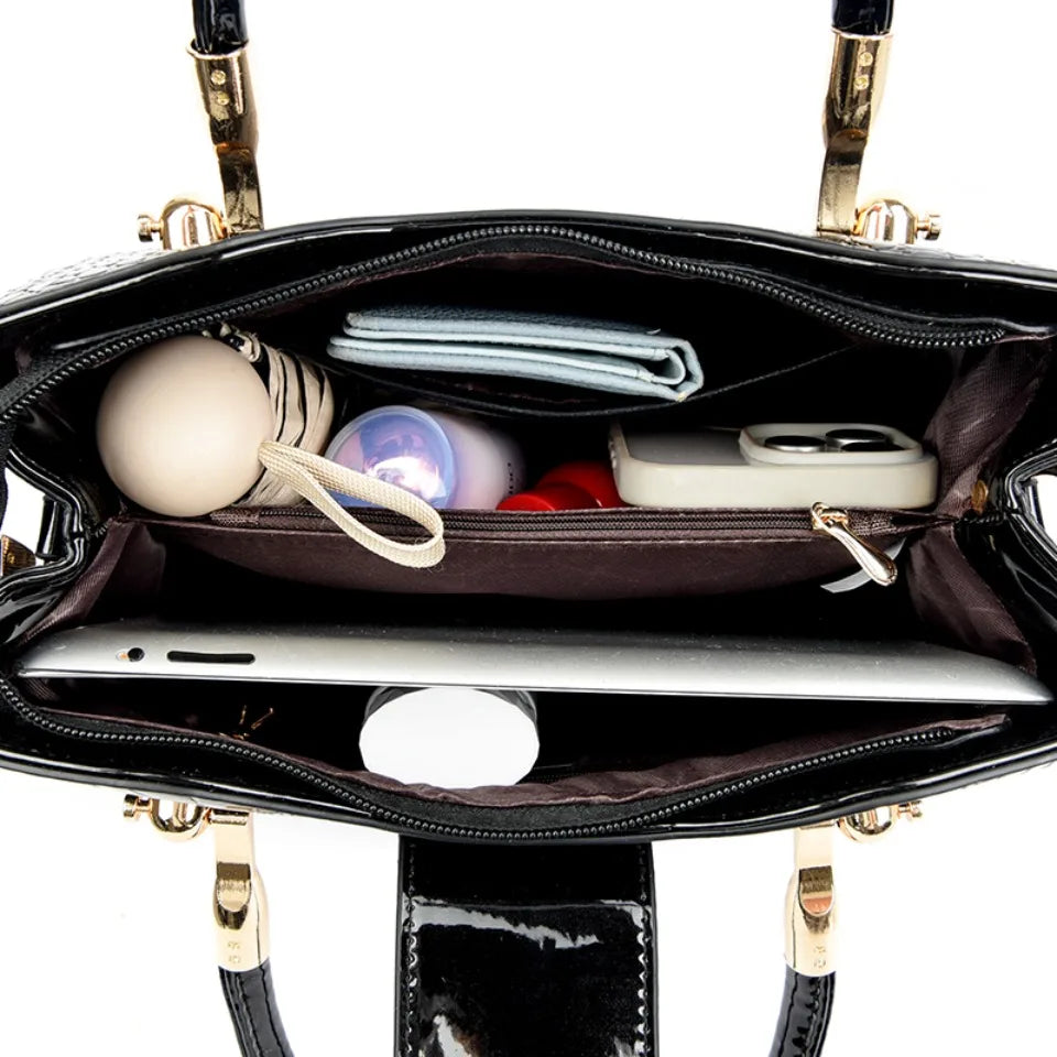 Casual Tote Bag Oil PU Leather Handbag Crossbody Bag