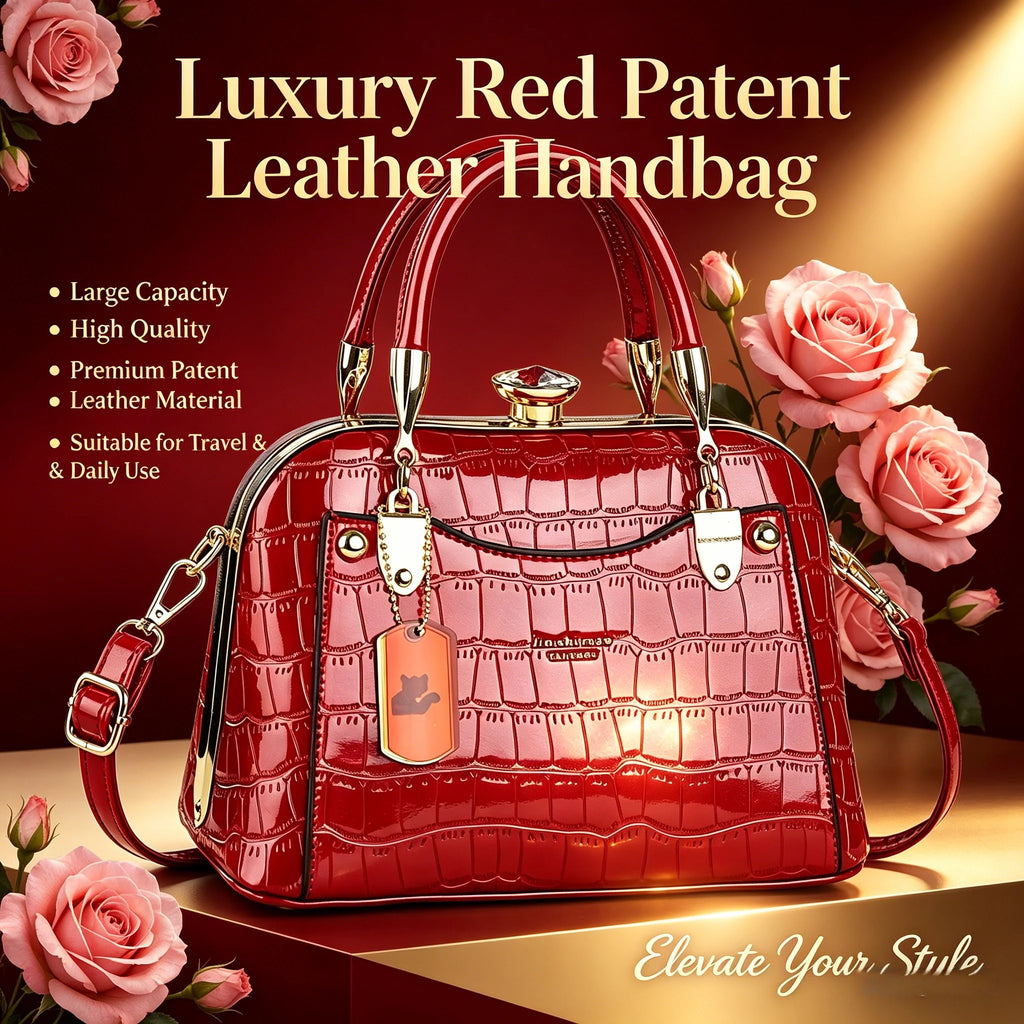 Luxury Crocodile Embossed Shell PU Leather Satchel Bag