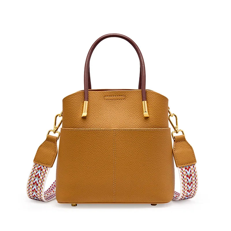 Genuine Leather Top Quality Bucket Bag Versatile Leather Tote
