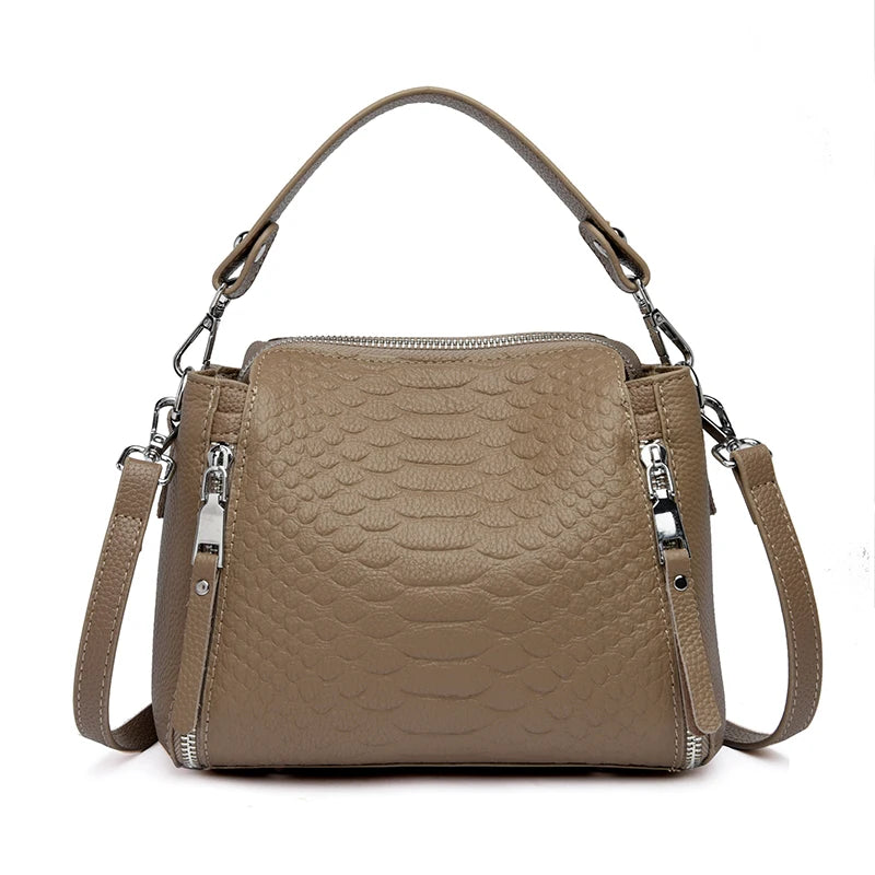 Luxury Crocodile Pattern Cowhide Shoulder Crossbody Bags